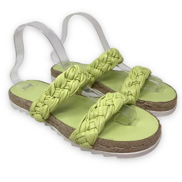 Marc Fisher LTD Jaimee Espadrille Flat Slide Sandals 8.5 Braided Leather Slip On - Picture 3 of 9